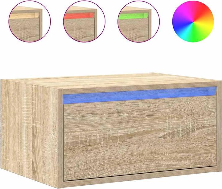 Actual product image VidaXL Wall-mounted bedside cabinet with LED lights Sonoma oak wardrobe Bedside cabinet
