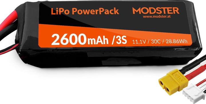 Produktbild Modster LiPo Akku 3S 11,1V 2600 mAh 30C (XT60) PowerPack (11.10 V, 2600 mAh)