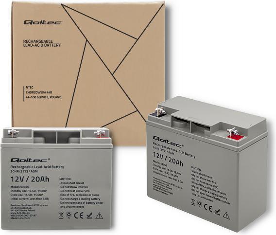 Immagine prodotto Qoltec 53066 Batteria AGM 12V 20Ah max. 300A