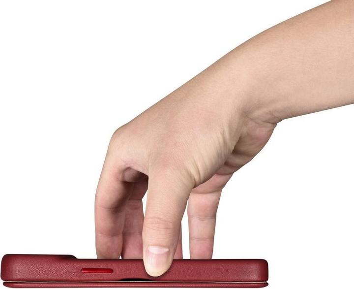 Produktbild iCarer CE Premium Leather Folio Case für iPhone 14 Pro Max Magnetic Flip Cover MagSafe Rot (WMI14220 (Apple iPhone 14 Pro Max)
