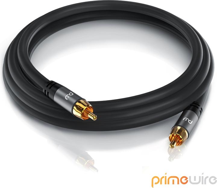 Actual product image Primewire RCA subwoofer cable coaxial cable - cinch cable 1x cinch RCA plug to 1x cinch RCA plug audio cable (10 m, Cinch)