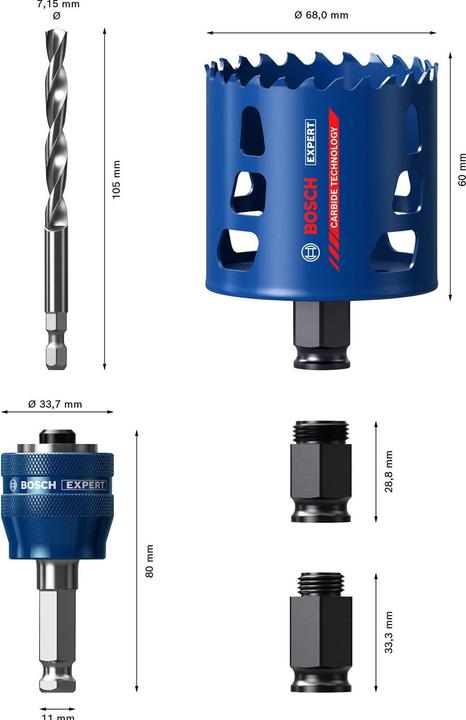 Actual product image Bosch Professional Zubehör Expert Tough Material Hole Saw Starter Set, 68 x 60 mm (68 mm)