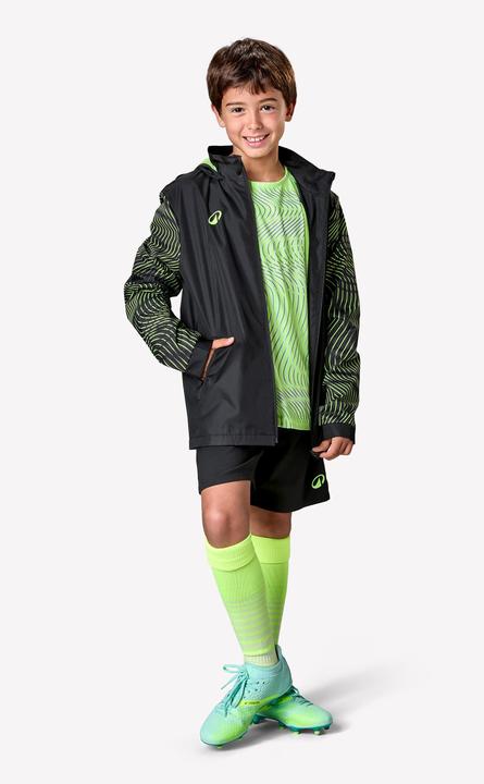 Immagine prodotto Kipsta Kinder Fussball Regenjacke - VIRALTO Wavy schwarz/neongelb (8, 9, 10)
