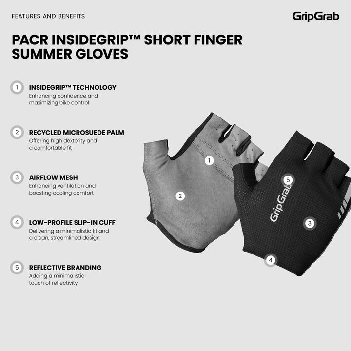 Actual product image GripGrab PACR InsideGrip™ Short Finger Summer Gloves (XXL)