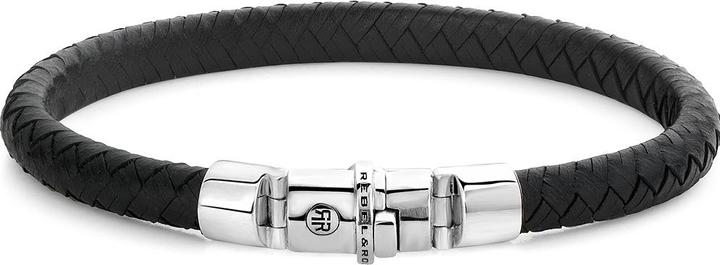 Image du produit Rebel & Rose Bracelet Demi-Rond Braided RR-L0133-S-L+ Hommes (20 cm, Piel de becerro, Plata Esterlina 925)