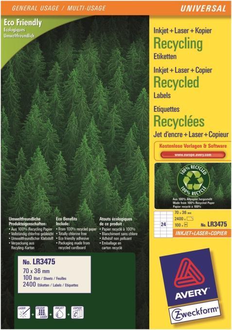 Actual product image Avery Recycling Universal Labels