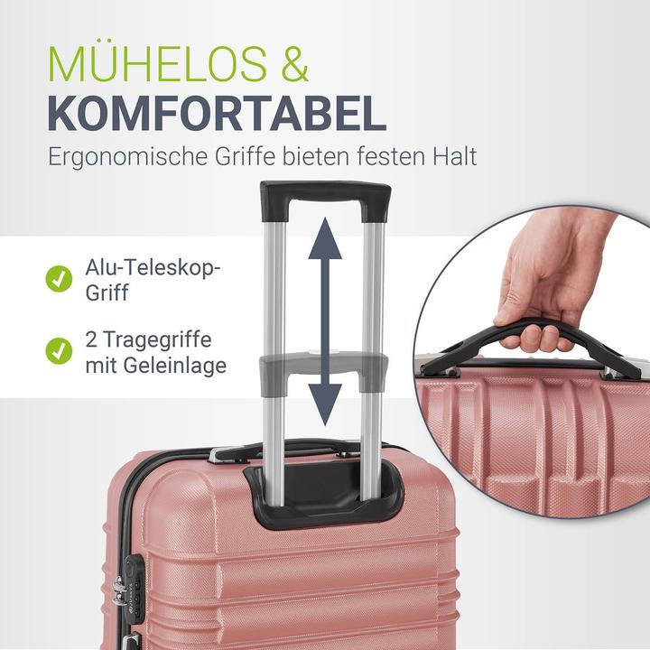 Produktbild Juskys 3-teiliges Hartschalenkoffer-Set mit 360° Rollen (120 l, M (50 - 90l), XL (ab 115l))