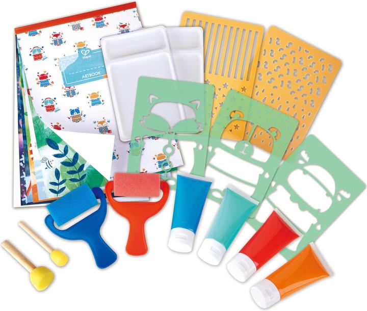 Actual product image Hape Painting fun with paint rollers and stencils