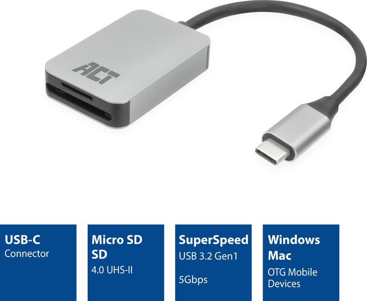 Immagine prodotto Lettore di schede USB-C per SD e micro SD, SD 4.0 UHS-II