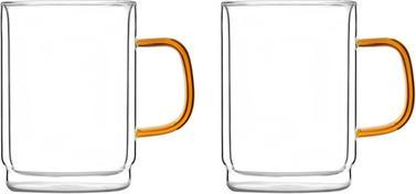Vialli Design Bernsteinfarbenes Set aus zwei doppelwandigen Gläsern, 350 ml (0.35 l, 1 x)