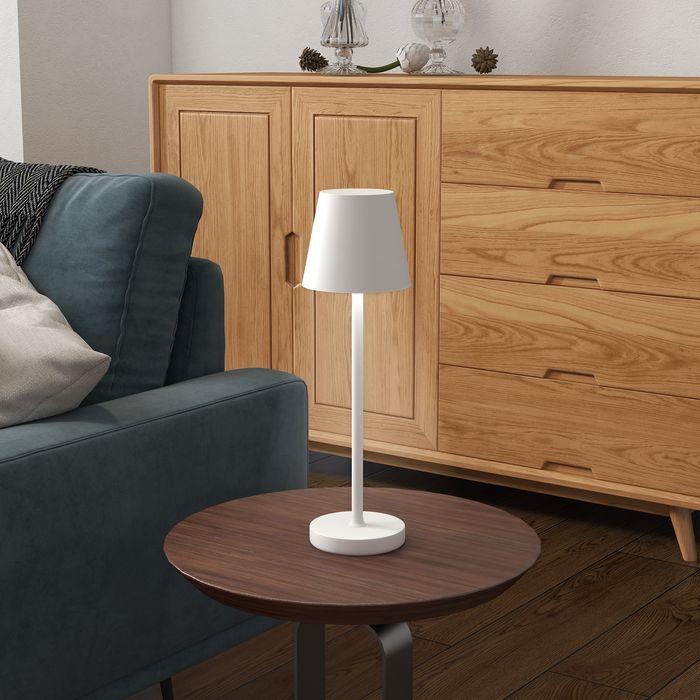 Image du produit Swisshandel24 Tischlampe Aufladbar, USB, 3 Lichtfarben, Metall, Weiss (350 lm)