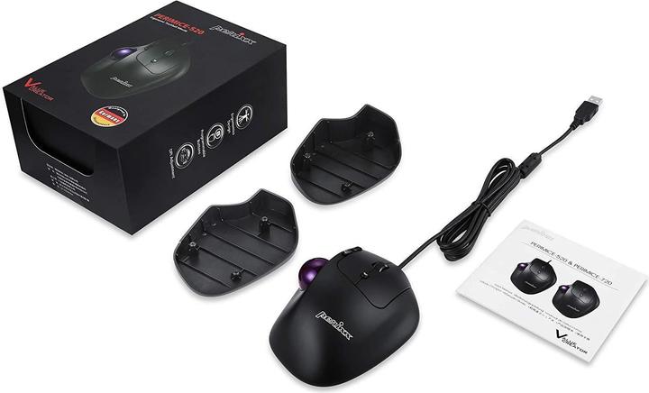 Actual product image Perixx PERIMICE-520, wired ergonomic trackball mouse, adjustable angle, 2 DPI level, black (Cable)