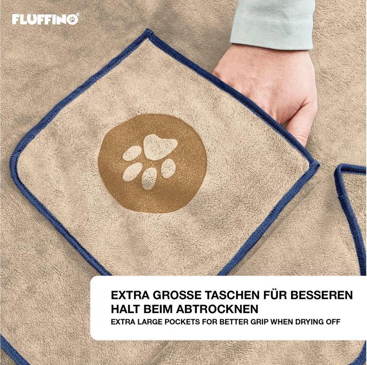 Actual product image Fluffino Dog towel set, beige / blue, L (Dog)