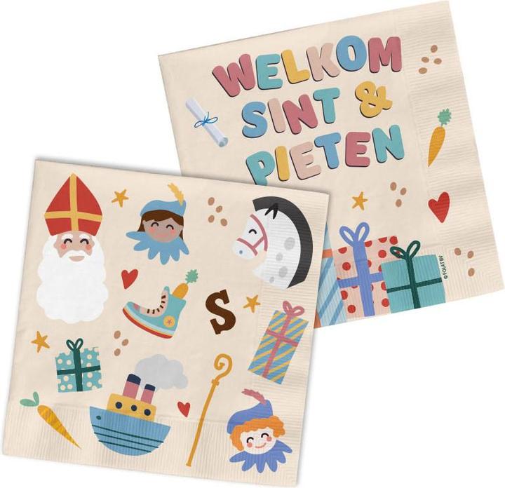 Image du produit Folat 'Welcome Sint & Pieten' - Sint et Pieten - 12,5 x 12,5 cm - 20 pièces (20 x)