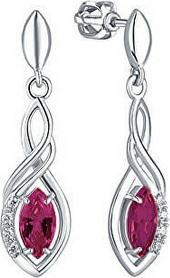 Brilio Silver - Silver dangle earrings with fuchsia crystals 436 001 00573 04