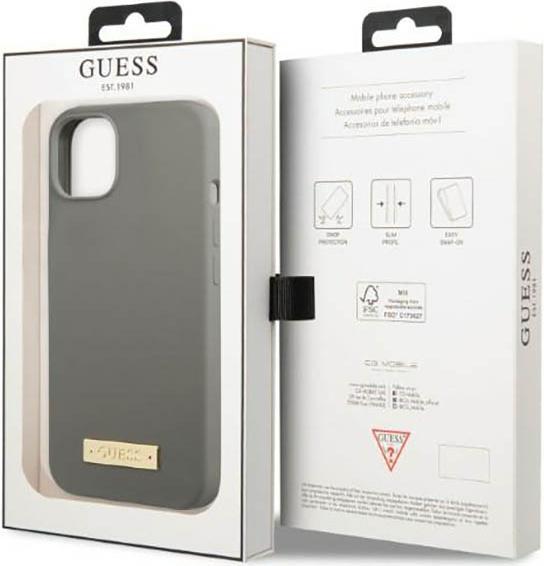 Immagine prodotto Guess GUHMP13SSPLG iPhone 13 mini 5,4" szary/grey Custodia rigida in silicone Logo Plate MagSafe (Apple iPhone 13 mini)