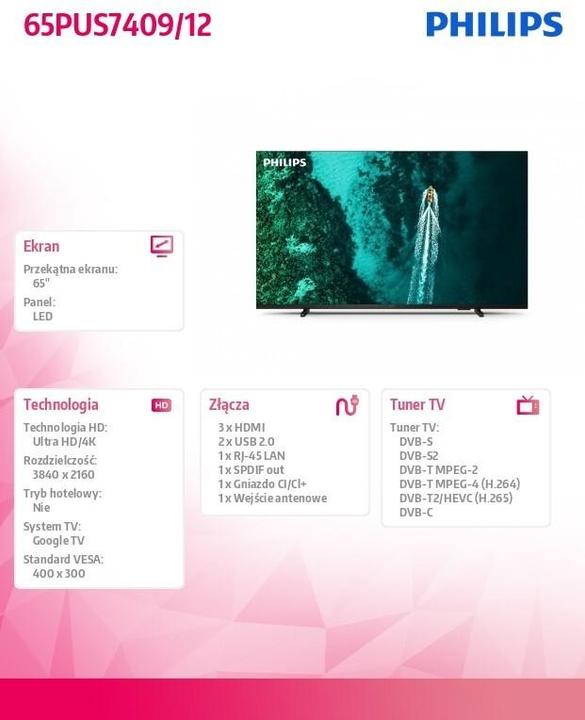 Immagine prodotto Philips TV UHD 65PUS740912 (65", LED, 4K)
