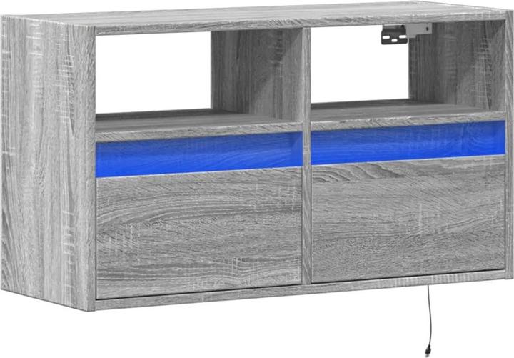 Actual product image VidaXL TV cabinet Wall unit Lowboard Hanging with LED lighting Grey Sonoma