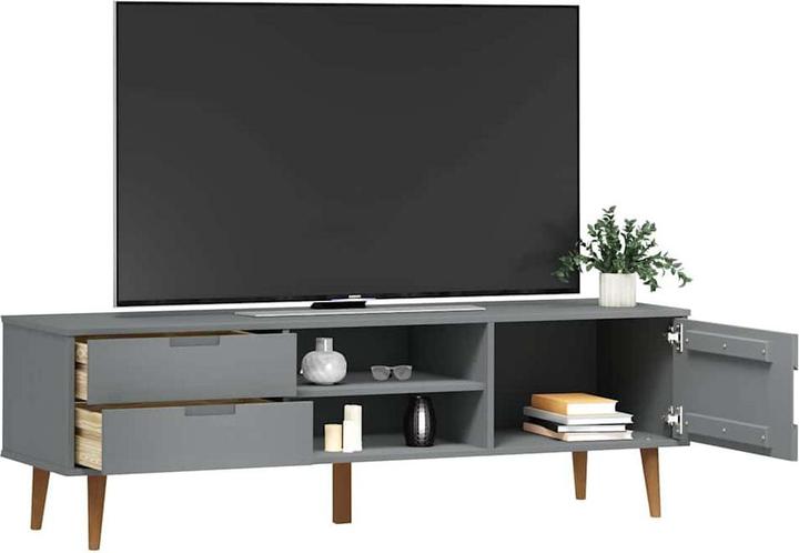 Image du produit VidaXL TV-Schrank MOLDE Grau 158x40x49 cm Massivholz (158 x 40 x 49 cm)