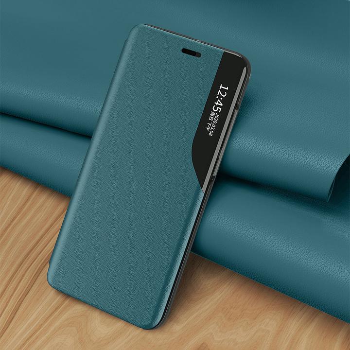 Image du produit Hurtel Eco Leather View Case étui élégant de type bibliothèque avec béquille pour iPhone 13 mini bleu (Apple iPhone 13 mini)