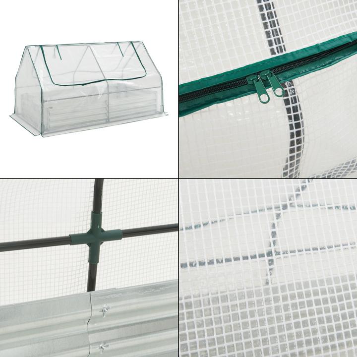 Actual product image En.Casa Hochbeet mit Gewächshaus Balsorano 186x96x98 cm Weiss