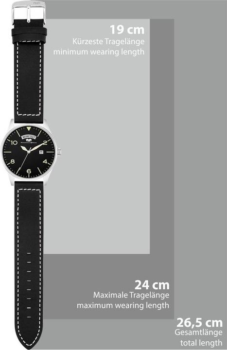 Immagine prodotto Orologio al quarzo da uomo vintage in vera pelle nera - 16418 (Cronografo, 42.90 mm)