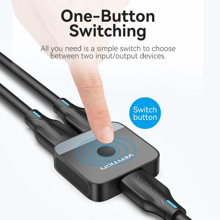 Actual product image Vention 2-Port HDMI Bi-Direction 4K Switcher Black ABS Type