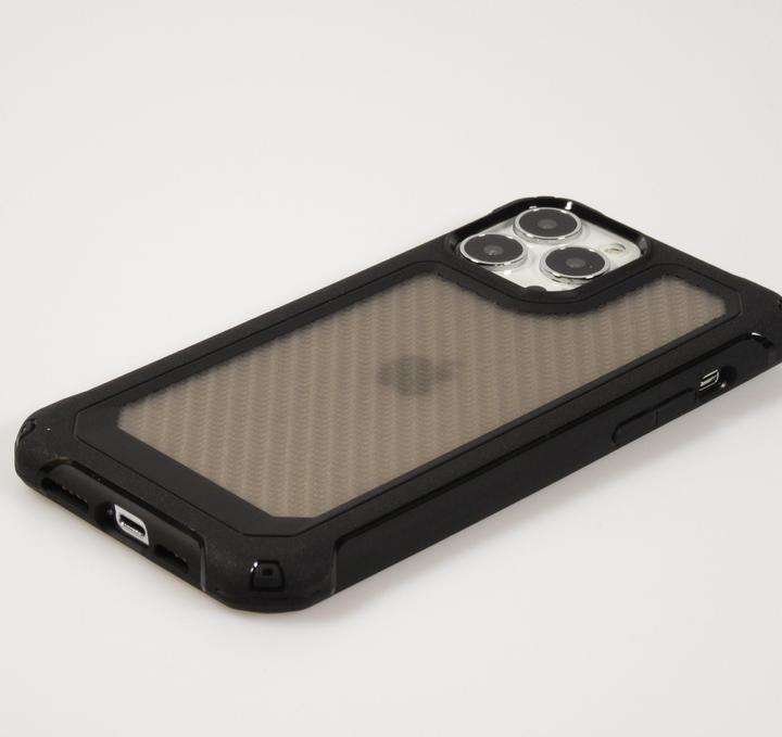 Produktbild PhoneLook Hülle Military Elite kompakt Cover mit semi-transparentem Carbon Rücken (Apple iPhone 14 Pro Max)