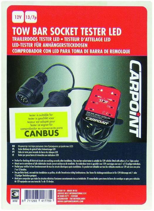 Image du produit Carpoint Testeur LED pour prises de remorque
