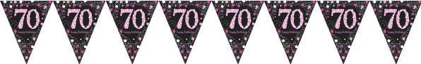 Actual product image Amscan Pennant Chain Pink Celebration 70 years Prismatic