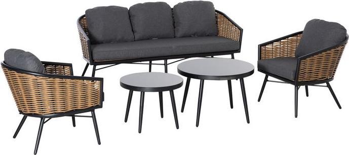 Produktbild Swisshandel24 Polyrattan Gartenmöbel Set 5-teiliges Rattensofa-Set Sitzgruppe Sitzgarnitur für Pause Lounge Teetis