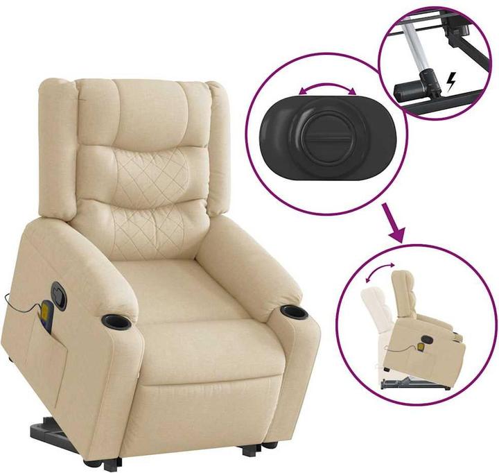 Image du produit VidaXL Fauteuil de massage avec releveur Crème Tissu
