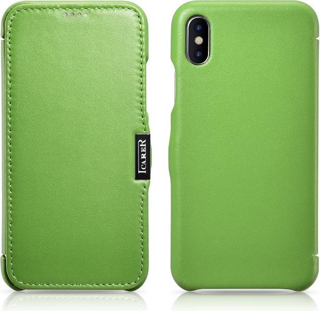 Produktbild iCarer iPhone X/XS - Luxury Series Flip Case Grün RIX02 (Apple iPhone X, Apple iPhone XS)