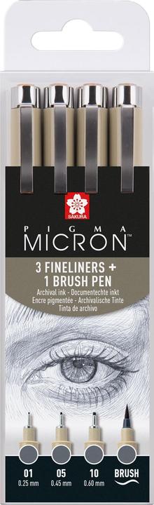 Actual product image Sakura Pigma Micron Fineliners + Brushpen Cold Gray (Grey, 4 x)