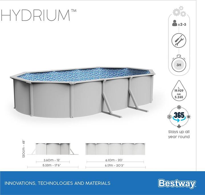 Immagine prodotto Bestway Pool Hydrium Komplett-Set 610 x 366 x 122 cm (610 x 366 x 122 cm)