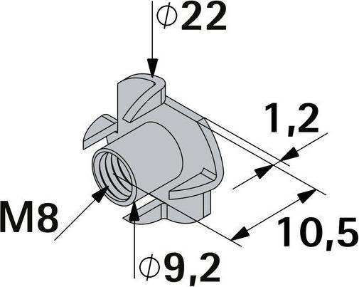 Produktbild Hettich Einschlag-Mutter M8 (M8)