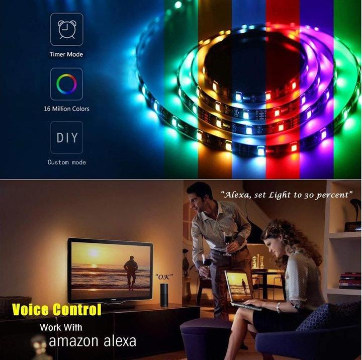 Actual product image Woox Smart LED Strip +Adapter RGB+WW, Alexa, Google Home (Multicoloured, 500 cm, Indoor)