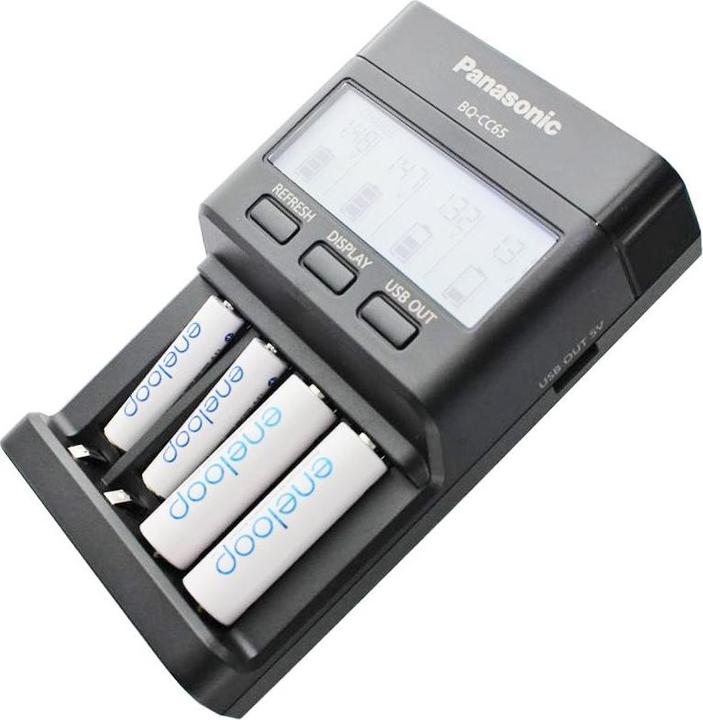 Image du produit Panasonic Chargeur Eneloop BQ-CC65 avec écran LCD, 8 eneloop AAA Micro et AccuCell AkkuBox Blue (8 pcs, AAA, Piles rechargeables + chargeur)