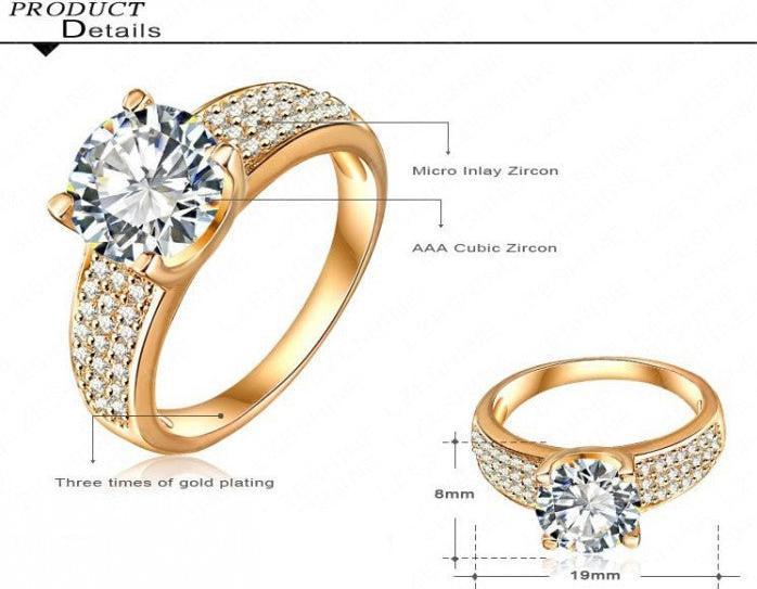 Image du produit Hermex Bague plaquée or RGP avec zirconium - Or Gr. 57 (57)