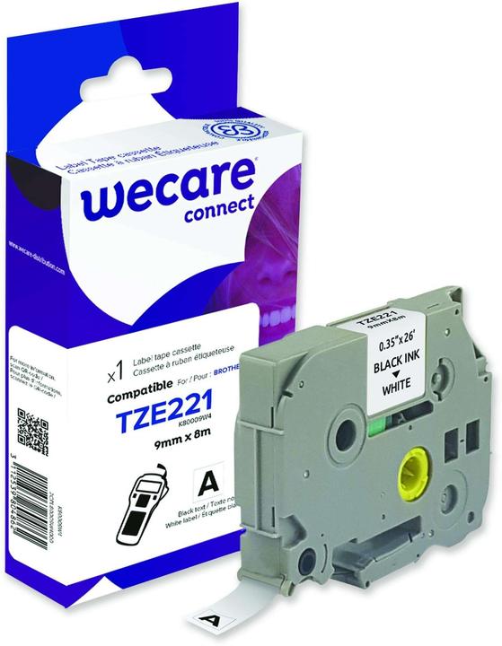 Produktbild Wecare Schriftband kompatibel zu BROTHER TZE-221 schwarz auf weiss (0.90 cm, Weiss)