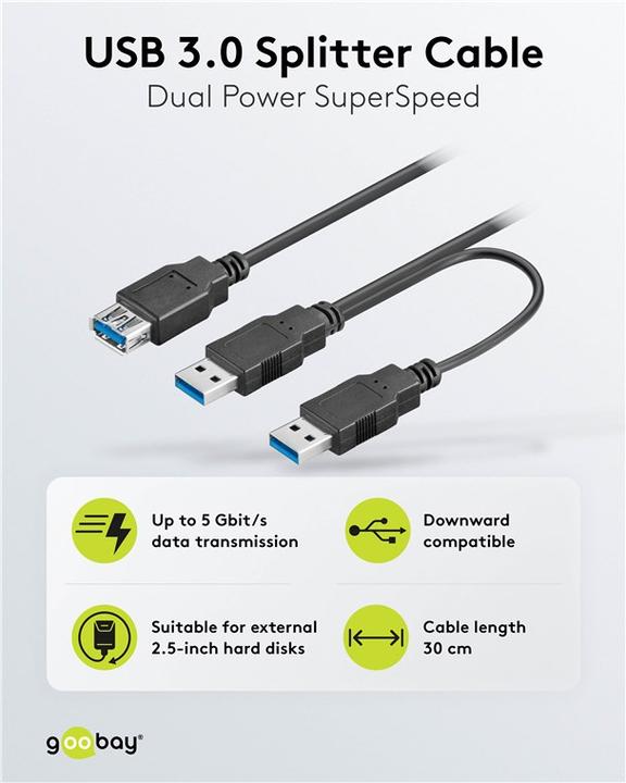 Image du produit Goobay Câble USB / d'alimentation (0.30 m, USB 3.0)