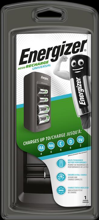 Produktbild Energizer Recharge Universal (1 Stk., D, AAA, AA, 9V Block, 2300 mAh, Ladegerät ohne Akku)