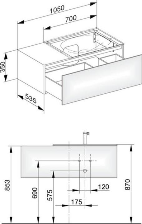 Produktbild Keuco Edition 11 Waschtischunterschrank 31154, 1 Frontauszug, mit LED-Innenbeleuchtung, 1050 x 350 x