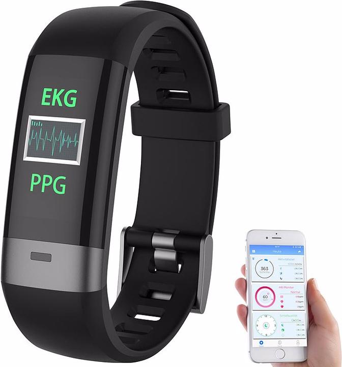 Produktbild Newgen medicals Fitness-Armband, Blutdruck-/Herzfrequenz-/EKG-Anzeige, Bluetooth und App (20 mm)
