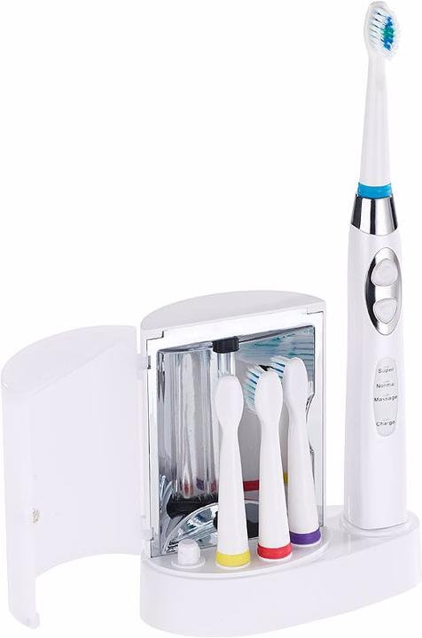 Newgen medicals Brosse à dents sonique électrique avec station de charge, stérilisateur UV et 4 brosses
