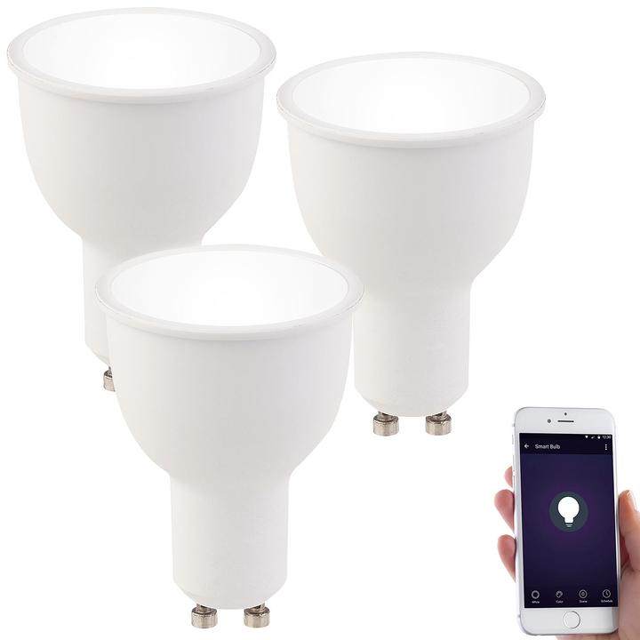 Produktbild Luminea 3er-Set WLAN-LED-Lampen komp. mit Alexa, tageslichtweiss (GU10, 4.50 W, 350 lm, 3 x, C)