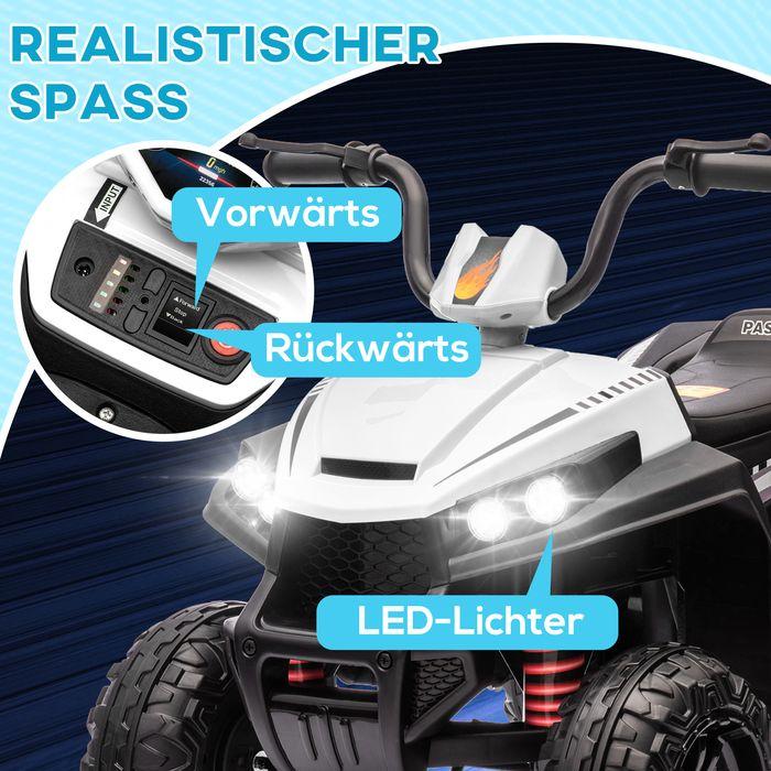 Produktbild Swisshandel24 Elektro Quad für Kinder 12V Kinderquad mit 4-Rad-Federung, MP3, 3-5 Jahre, 5 km/h, weiss (12 V)