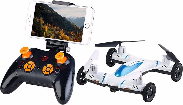 Produktbild Simulus 2in1-Quadrocopter & Auto mit HD-Kamera, 2,4-GHz-Fernsteuerung und WLAN