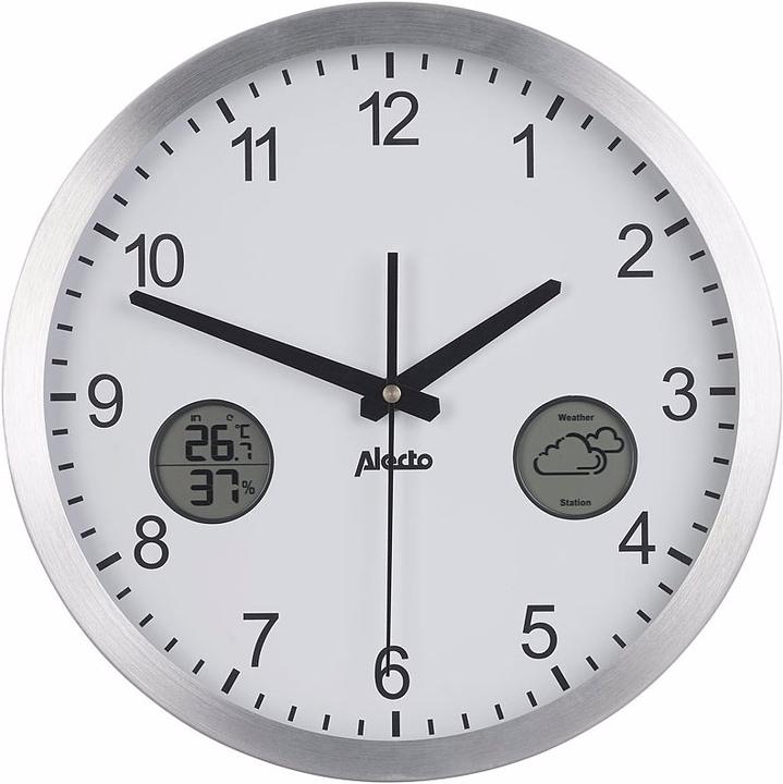 Immagine prodotto St. Leonhard Orologio da parete radiocontrollato con stazione meteo digitale e sensore radio esterno (30 cm)