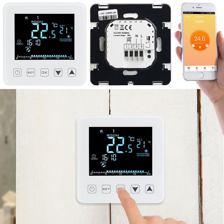 Produktbild Revolt WLAN-Thermostat Touch, Fussbodenheizungen, für Alexa & Google Assistant